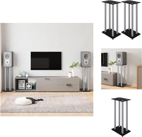 vidaXL Luidsprekerstandaard - 35 x 25 x 75 cm - Aluminium en gehard glas - Speaker stands