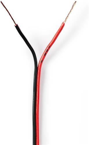 Nedis Speaker-Kabel - 2 x 0.35 mm² - CCA - 100.0 m - Rond - PVC - Rood / Zwart - Folieverpakking