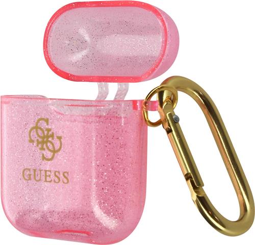 Guess 4G TPU Glitter Case - Geschikt voor Apple Airpods 1 & 2 - Roze