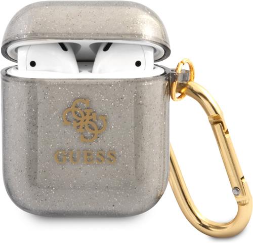 Guess TPU Glitter Case AirPods 1 - AirPods 2 Zwart