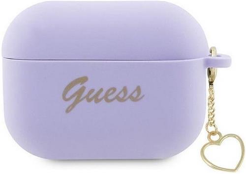 Guess Heart Silicone Case - Geschikt voor Apple Airpods Pro 2 (2e Gen) - Paars