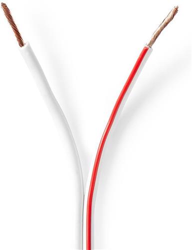 Nedis Speaker-Kabel - 2 x 1.50 mm² - CCA - 100.0 m - Rond - PVC - Wit - Folieverpakking