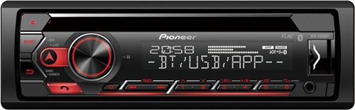 Pioneer DEH-S420BT Autoradio Enkel din Rood-CD Tuner-USB-Bluetooth - 4 x 50 W