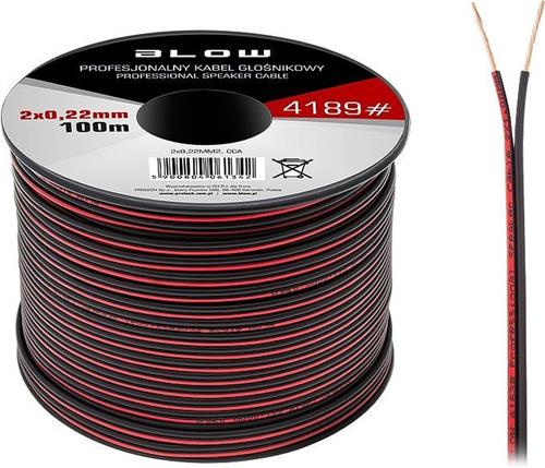 Luidsprekerkabel 2 x 0.22 mm zwart/rood op rol 100 meter