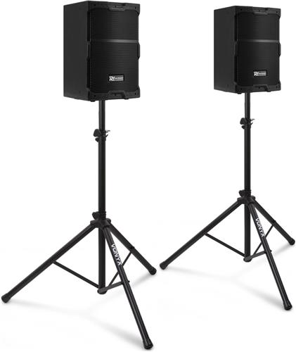 Power Dymamics PDY210A actieve speakerset met statieven - 10 inch - 800W - Zwart