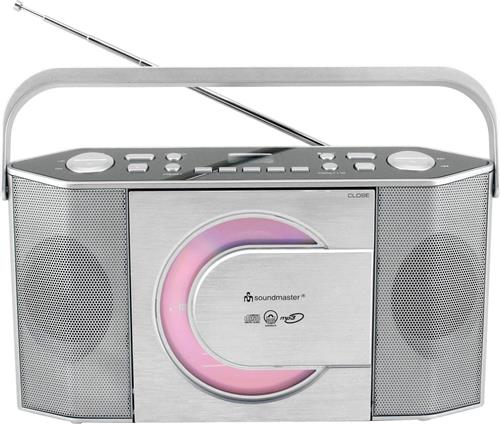 Soundmaster RCD1755SI - Draagbare stereo kofferradio met verticale CD/MP3-speler, zilver