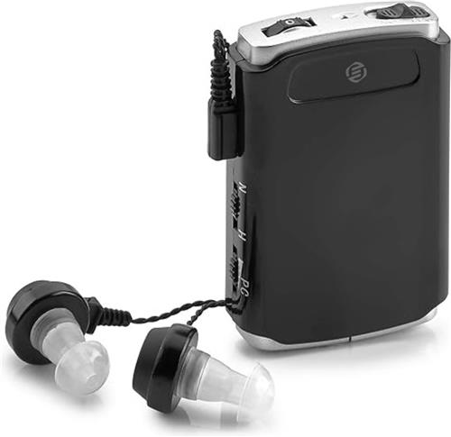 Equivera spraakversterker - Pocket Voice Enhancer Device with Duo Microphone and Earphones, Personal Sound Amplifier with Extra Headphones and Microphone Set