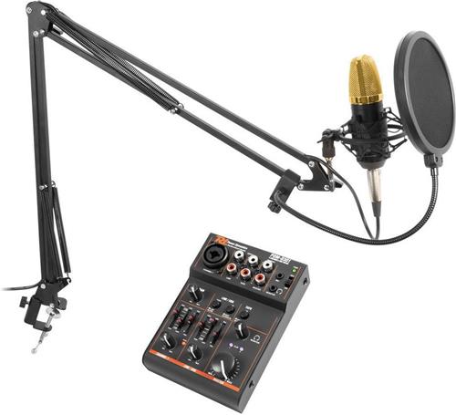 Studio microfoon voor pc - Vonyx CMS400B - met microfoon arm en USB mixer