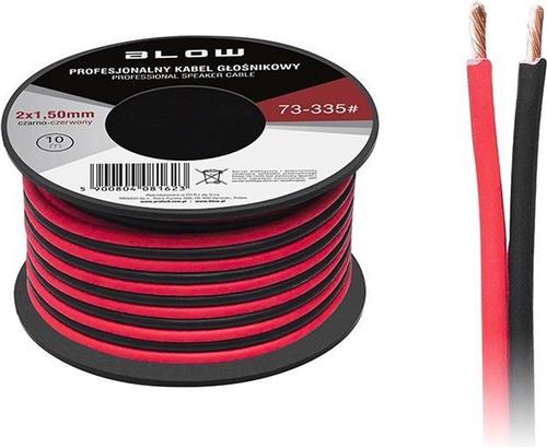 Luidsprekerkabel 2 x 1.50 mm zwart/rood op rol 10 meter