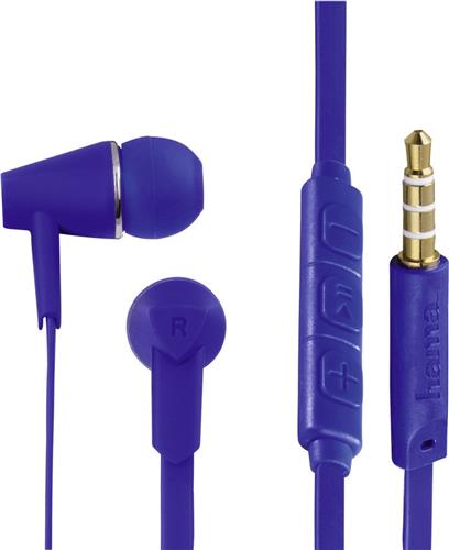 Hama Koptelefoon "Joy", in-ear, microfoon, platte kabel, blauw