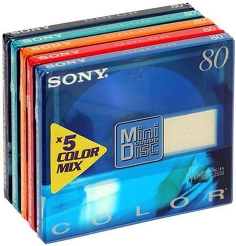 Sony 5-Pack MD Color Mix 80 minuten Minidisc Recordable 5MDW80CRX-SPE