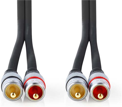 Nedis Stereo-Audiokabel - 2x RCA Male - 2x RCA Male - Verguld - 5.00 m - Rond - Antraciet - Doos