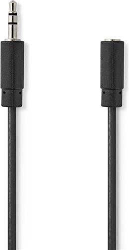 Nedis Stereo-Audiokabel - 3,5 mm Male - 3,5 mm Female - Vernikkeld - 1.00 m - Rond - Zwart - Doos