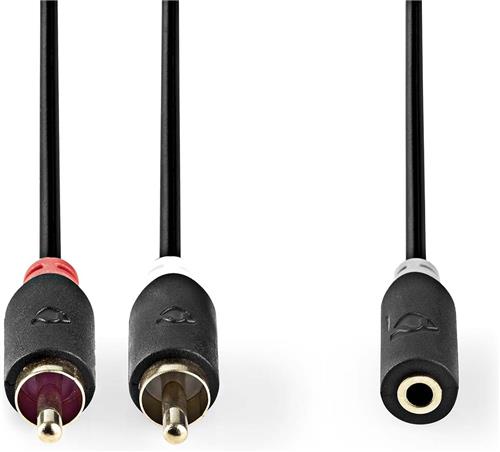 Nedis Stereo-Audiokabel - 2x RCA Male - 3,5 mm Female - Verguld - 0.20 m - Rond - Antraciet - Doos