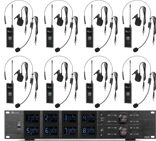 Power Dynamics PD528B UHF draadloos microfoonsysteem met 8 bodypack microfoons