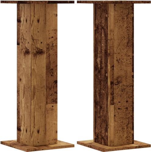 vidaXL - Speakerstandaards - 2 - st - 30x30x80 - cm - bewerkt - hout - oud - houtkleurig