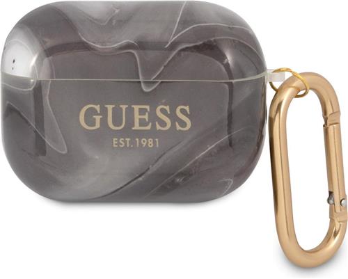 Guess TPU Shiny Marble Case voor Apple Airpods Pro 1 (1e generatie) - Zwart