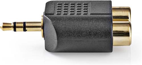 Nedis Stereo-Audioadapter - 3,5 mm Male - 2x RCA Female - Verguld - Recht - ABS - Zwart - 10 Stuks - Envelop