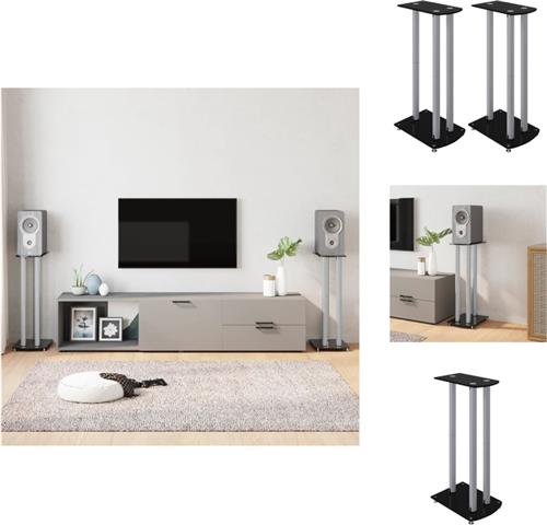 vidaXL Speakerstandaards - luidsprekerstandaard - Geluidssysteem - 35x25x75 cm - Aluminium en gehard glas - Speaker stands