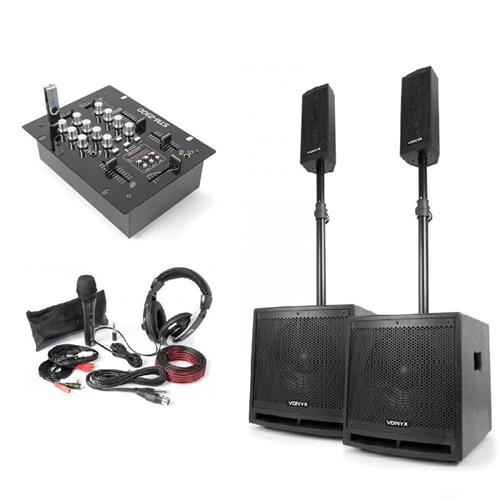 Vonyx 2.2 DJ Speakerset met mixer en gratis accessoires