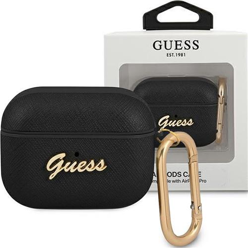 Guess - GUAPSASMK - AirPods Pro cover zwart/zwart Saffiano Script Metal Collection