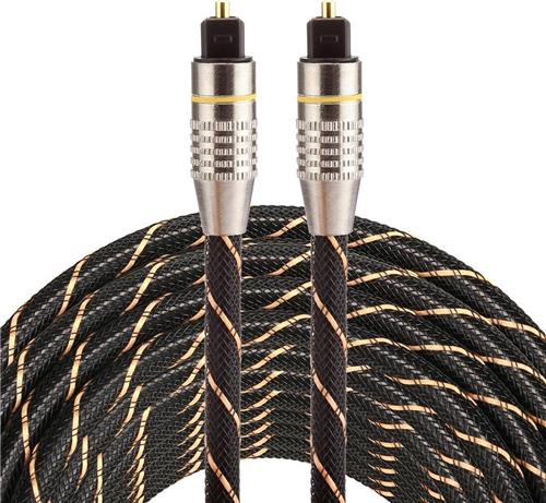 By Qubix Optische kabel 10 meter - toslink kabel - Optical audio kabel - nylon series - zwart audiokabel soundbar