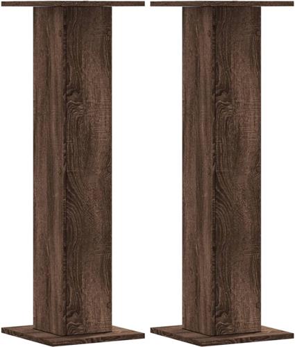 vidaXL - Speakerstandaards - 2 - st - 30x30x95 - cm - bewerkt - hout - bruin - eiken