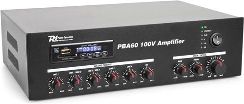 PBA60 100V versterker 60W van Power Dynamics met Bluetooth, Radio & USB SD speler