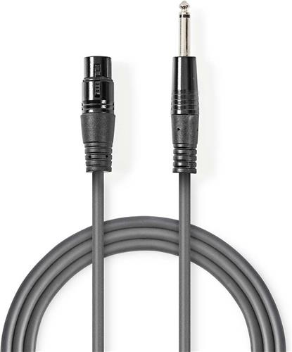 Nedis Ongebalanceerde Audiokabel - XLR 3-Pins Female - 6,35 mm Male - Vernikkeld - 10.0 m - Rond - PVC - Donkergrijs - Gift Box