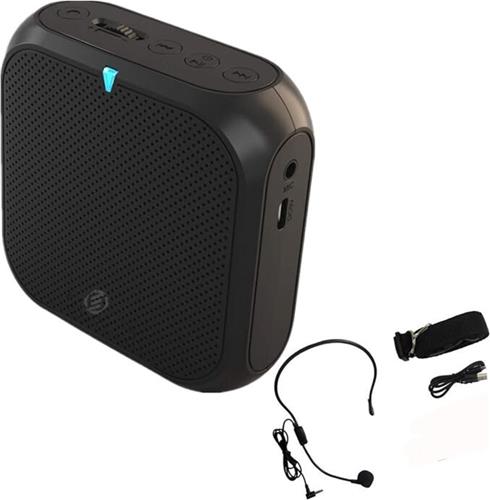 Equivera spraakversterker - Voice Amplifier - Mini Speaker - Ultra Light - Rechargeable - 5W Megaphone with Microphone - USB U Disk/TF - For Trainers - Teachers - Travel Guides - Presentations - Lectures (Black)