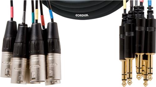 Cordial Intro Multicore jack symm./XLRm 8-voudig, Rean stekker, 3,0m - Analoge multicore kabels