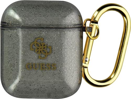 Guess 4G TPU Glitter Case voor Apple Airpods 1 & 2 - Zwart