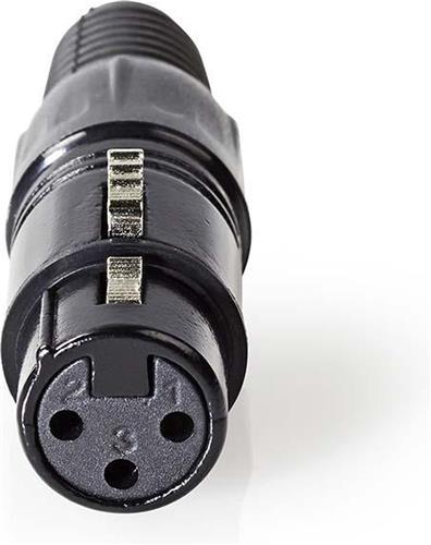 Nedis XLR-Connector - Recht - Female - Vernikkeld - Solderen - Diameter kabelinvoer: 5.0 mm - Metaal - Zwart - 1 Stuks - Polybag