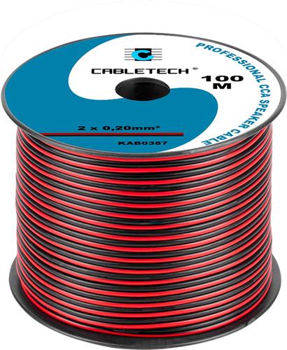 CCA luidsprekerkabel - 2 x 0.20mm zwart/rood - 100 meter op rol