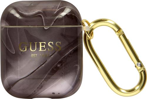 Guess TPU Shiny Marble Case voor Apple Airpods 1 & 2 - Zwart