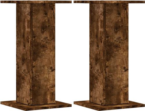 vidaXL - Speakerstandaards - 2 - st - 30x30x60 - cm - bewerkt - hout - gerookt - eiken