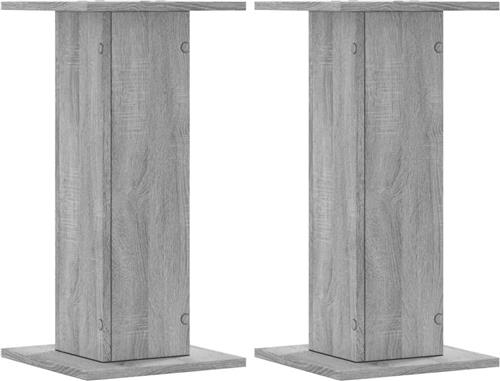 vidaXL - Speakerstandaards - 2 - st - 30x30x60 - cm - bewerkt - hout - grijs - sonoma