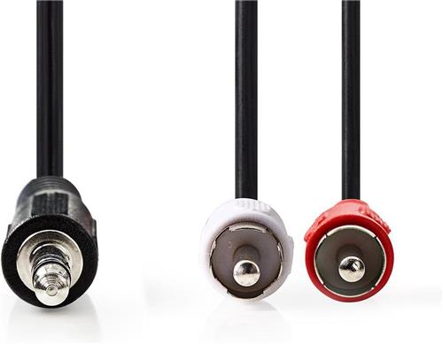 Nedis Stereo-Audiokabel - 3,5 mm Male - 2x RCA Male - Vernikkeld - 1.50 m - Rond - Zwart - Label