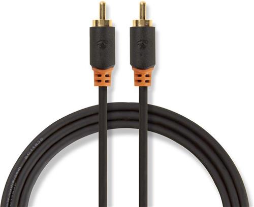 Nedis Digitale Audiokabel | RCA Male | RCA Male | Verguld | 2.00 m | Rond | PVC | Antraciet | Polybag