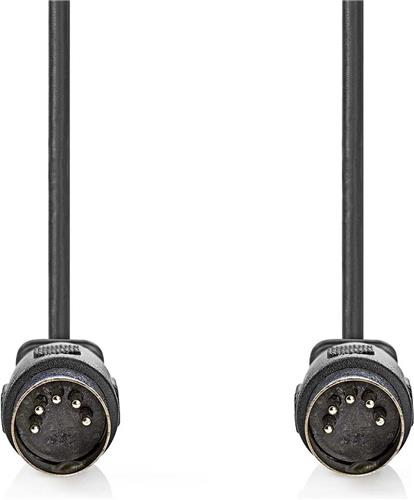 Nedis DIN-Audiokabel - DIN 5-Pins Male - DIN 5-Pins Male - Vernikkeld - 2.00 m - Rond - PVC - Zwart - Envelop