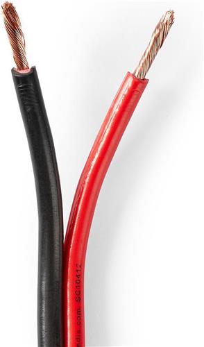 Nedis Speaker-Kabel - 2 x 2.50 mm² - CCA - 100.0 m - Rond - PVC - Rood / Zwart - Folieverpakking