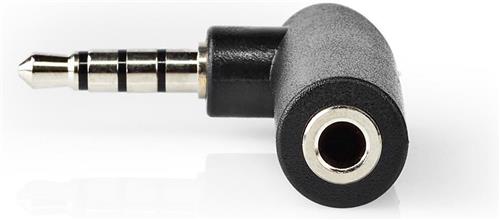 Nedis Stereo-Audioadapter - 3,5 mm Male - 3,5 mm Female - Vernikkeld - 90° Gehoekt - Metaal - Zwart - 10 Stuks - Polybag