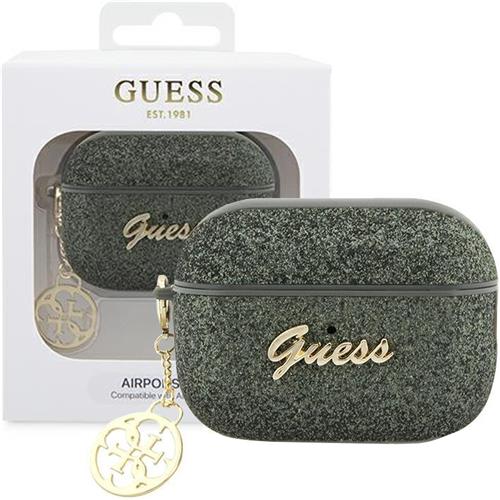 Guess - GUAP2GLGSHA - hoesje voor AirPods Pro - 2 - cover - groen/kaki - Glitter - Flake - 4G - Charm