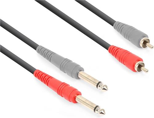 Vonyx audiokabel 2x RCA - 2x 6,3mm jack voor o.a. live mixer en versterker verbindingen - 3 meter