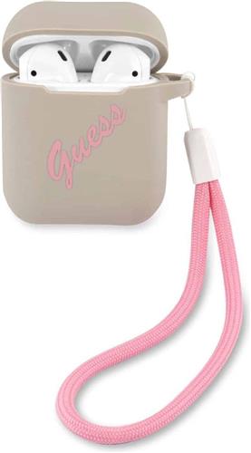 GUESS Vintage Siliconen Geschikt voor AirPods 1 en AirPods 2 Case - Stone