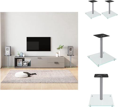 vidaXL Luidsprekerstandaards - Gehard glas - Aluminium frame - 40x40x46cm - Zilver - Speaker stands