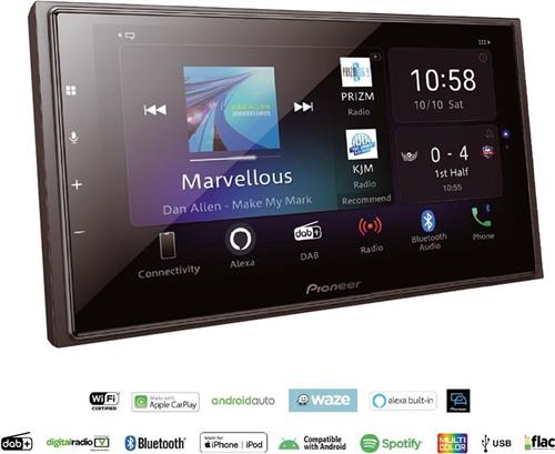 Pioneer SPH-EVO64DAB | Multimedia 1-DIN Modulaire radio | Met Phonocar 3510 2-DIN Inbouwbracket | DAB+ | WiFi | Draadloos Apple Carplay | Draadloos Android Auto