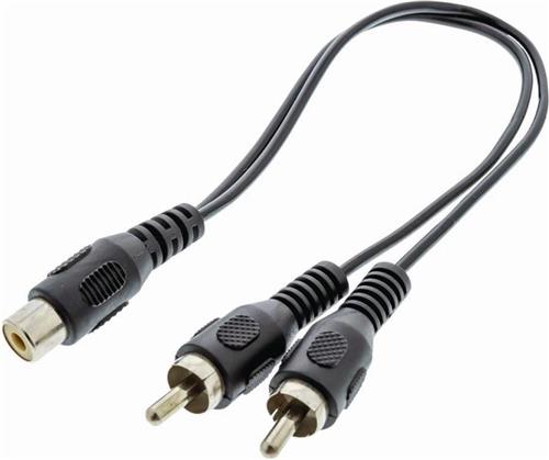 Nedis Subwoofer-Kabel - 2x RCA Male - RCA Female - Vernikkeld - 0.20 m - Rond - 5.0 x 2.5 mm - Zwart - Envelop