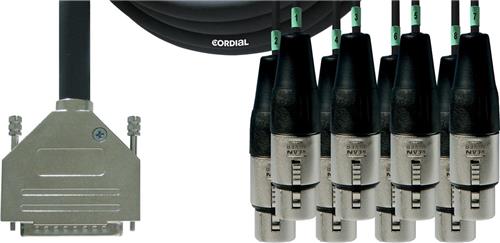 Cordial Intro Multicore D-Sub/XLRf 8-voudig, Rean stekker, 1,5m - Analoge multicore kabels