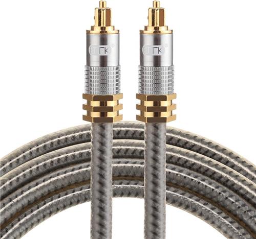 By Qubix ETK Digital Optical kabel 1,5 meter - toslink audio male to male - Optische kabel metaal - Grijs audiokabel soundbar